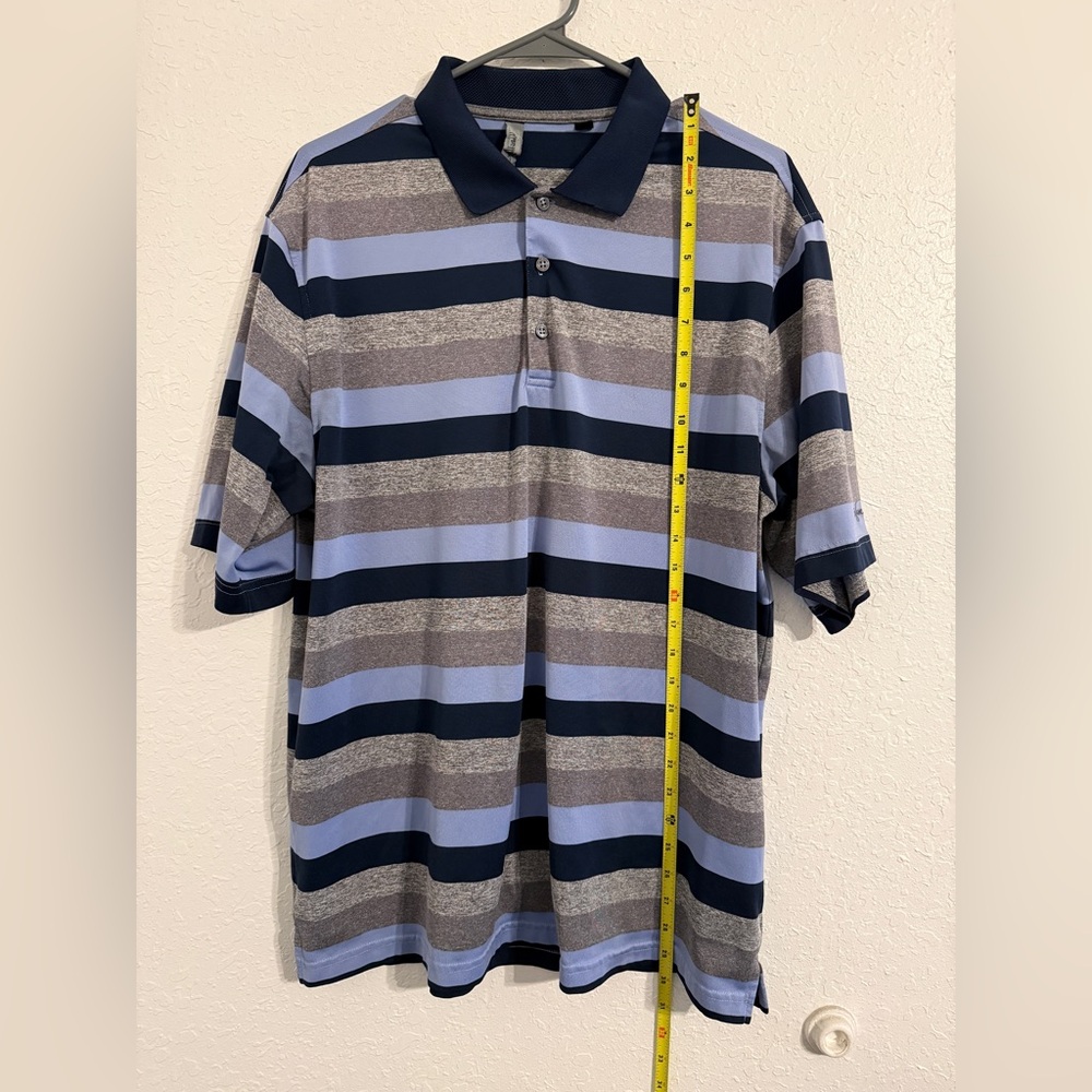 Walter Hagen Men's Polo Shirt - Navy and Gray Stripes